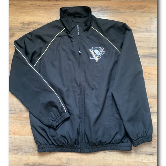 🏒🐧 NHL Penguins Full Zip Lightweight Jacket Logo Front & Back Medium - Picture 3 of 12